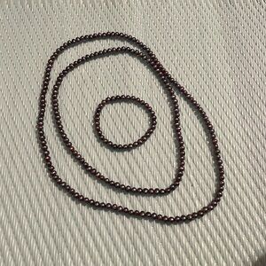 Genuine Pearls on Elastic Band Vintage Purple String Pearl Set